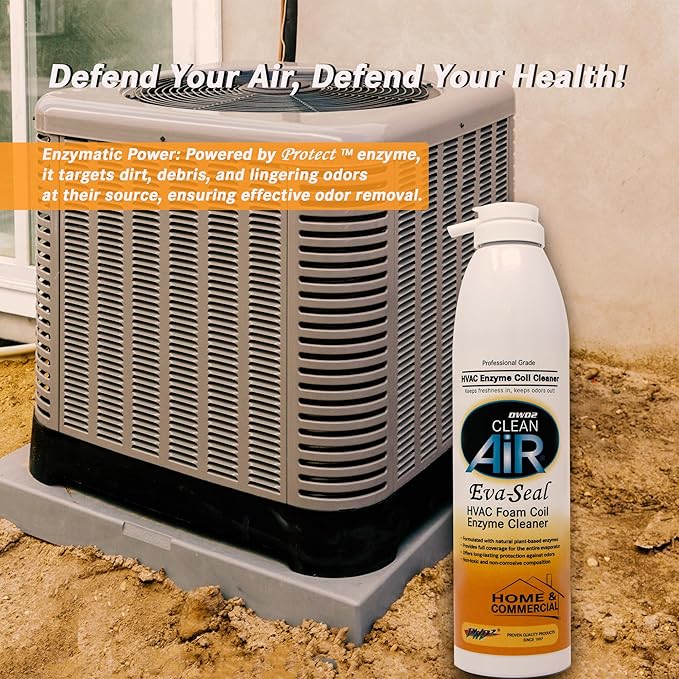 EvaSeal Home & Commercial Foaming HVAC Cleaner with Plant-Based Enzymes – Designed to Clean Coils, Neutralize Odors, and Help Reduce Buildup for Cleaner, Fresher Air (14 oz)