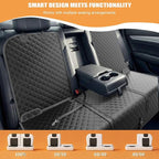 Dog Car Seat Cover for Back Seat, Waterproof Pet Car Seat Protector with Zippered Armrest, Non-Slip Comfortable Rear Bench Cover for Cars, SUVs & Trucks - Universal Size - 53 W