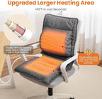 Heated Seat Cushion with Lumbar Support for Office, Heated Seat Cover Pain Relief for Long Sitting, Seat Warmer for Back, Lumbar, Hip, Thigh, Universal Fit, Auto Shut Off, 3 Heat Levels, Dark