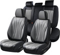 Coverado Car Seat Covers, 5 Seat Front and Back Seat Covers, Waterproof Seat Cover Full Set, Leather Seat Cover for Cars, Car Seat Protector, Car Seat Cushion Universal Fit for Most Cars (Black&Gray)
