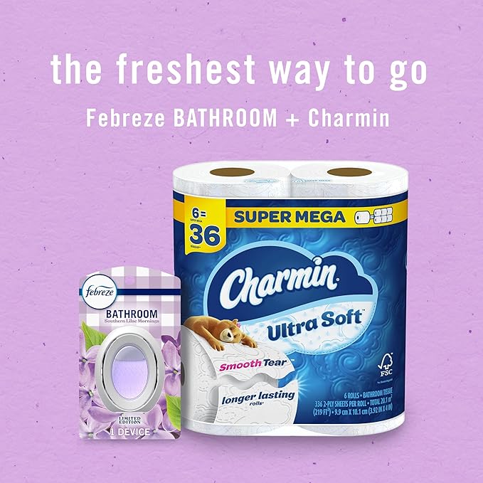 Febreze Small Spaces Air Freshener, Odor-Fighting, Plug In Alternative, Air Fresheners for Home and Bathroom and Kitchen, Closet Air Fresheners, Lilac Sunrise and Juicy Summer Peaches Scent, 4 Count