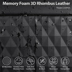 CAR PASS 2Pack Front Car Seat Covers Leather Memory Foam Water Proof Seat Protector Universal Fit for Cars SUVs Trucks Most Vehicles, 3D Foam Rhombus Sideless, Airbag Compatible Non-Slip, 2 Pcs Black
