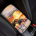 Dreaweet Sunset Palm Tree Car Armrest Cover Hawaiian Car Accessories for Women Interior,Universal Armrest Cover for Car Center Console