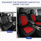 Skechers Memory Foam Seat Covers,Thick Cool Touch Fabric Seat Covers,Front Seat Covers Airbag Compatible,Automotive Comfort Protection for Most Cars,Vans,Trucks,SUV,Red