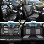 Car Seat Covers Full Set Custom Fit for Chevrolet/Chevy Malibu 2000-2025 2026 - Premium Faux Leather with Lumbar Support, Breathable, Waterproof, Anti-Slip, Easy to Install (Black&Gray, Full Set)