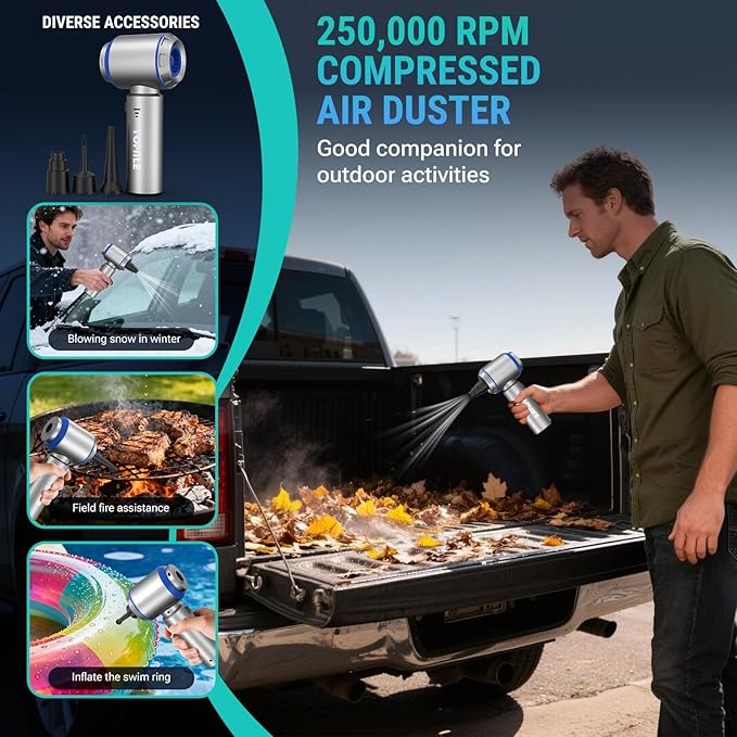 Mini Vacuum Cleaner, 2 in 1 27000PA Brushless Car Vacuum Air Duster 9000mAh Battery Air Blower Wireless Handheld Vacuum for Car,Office and Home