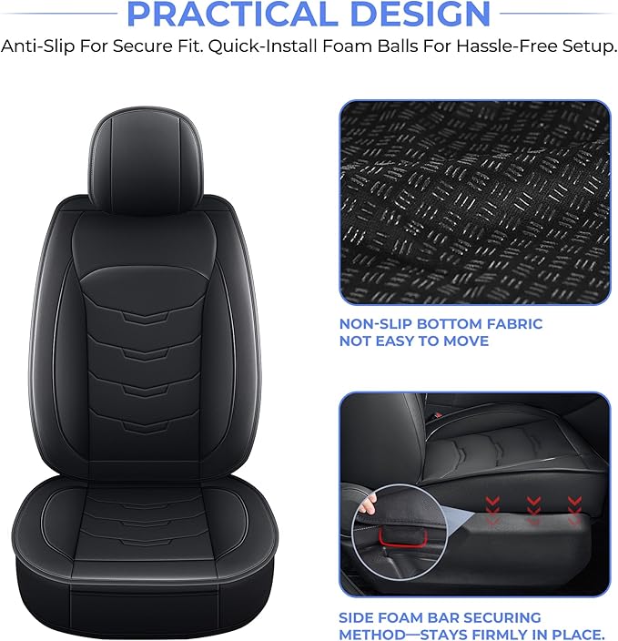 1:1 Custom Car Seat Covers Fit for Toyota RAV4 2019 2020 2021 2022 2023 2024 2025 2026 LE/XLE/XLE Premium/Limited (NOT for Hybrid) Full Set Faux Leather Waterproof Seat Protectors(5-Seater, Black)