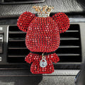 Cute Car Accessories, Bling Crystal Bear Car Air Freshener With Vent Clip,Rhinestone Aesthetic Car Decor Interior Decoration (RED)