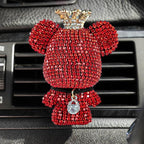 Cute Car Accessories, Bling Crystal Bear Car Air Freshener With Vent Clip,Rhinestone Aesthetic Car Decor Interior Decoration (RED)