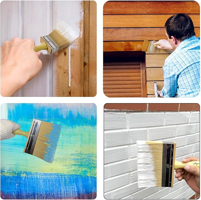 6 Inch Extra-Wide Paint Brush Large Block Stain Brushes Heavy-Duty Household Bristle Paint Brush for Walls, Dusting, Masonry, Wood Deck and Fence Stain Applicator by Magimate