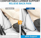 Lumbar Support Pillow for Car Seat, Office Chair Nappa Leather Memory Foam Lower Back Cushion for Back Pain Relief Improve Posture, Ergonomic Back Rest for Gaming Chair, Light Gray, 1PC