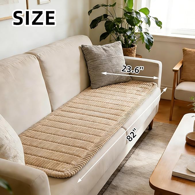 Dog Car Seat Cover, Pet Couch Covers for Car and Sofa, Non-Slip Backseat Pet Bed Mat, Machine Washable, Soft Plush Travel Seat Protector with Portable Storage Bag (Brown,23.6''×82'')