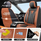 Fit Altima Car Seat Covers Compatible with Nissan Altima 2011-2025 2026 - Premium Leather， Waterproof Breathable， All-Weather Seat Cushion Protecto&Airbag Compatible (2 Front Seat Brown&Black)