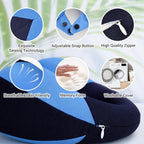 COOLBEBE Kids Travel Neck Pillow, Softly Double Support Travel Pillow for Car & Airplane, Traveling Gifts for Toddler & Children (1, Haze Blue)
