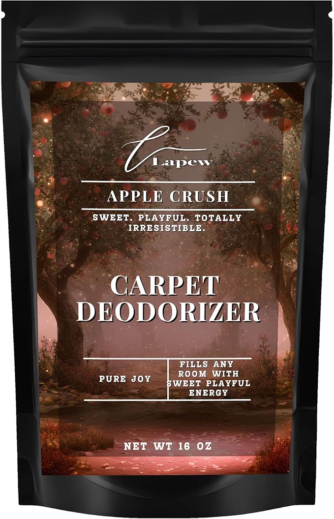 Lapew Apple Crush Carpet Deodorizer Powder - Pet Safe Freshener for Vacuuming | Scented Odor Eliminator for Home | 16 oz
