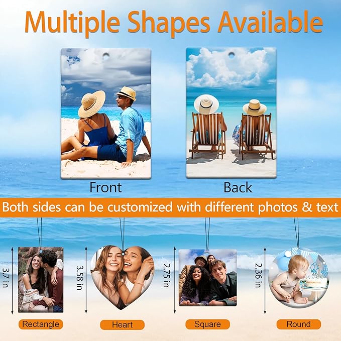 5-500pcs Custom Air Fresheners with Picture, Double Sided Car Air Freshener with 20 Scents, Personalized Gifts for Valentine's Day Birthday Anniversary (Rectangle)