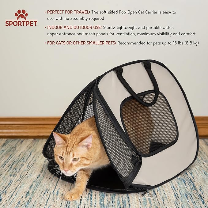 SportPet Designs Soft Sided Cat Carriers, Tan 20" (Pack of 2)