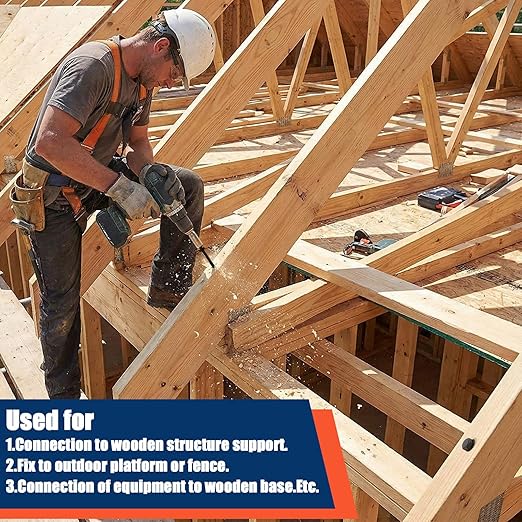 Tandefio 50 Pack 3/8''x 4'' Ceramic Black Lag Screw Kit with Washers Hex Lag Bolts Wood Screws Heavy Duty Ruspert Coating Hot Dip Galvanized Double Layer for Wood Decks Fences
