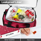 MIER Lunch Box for Men Heavy Duty Insulated Lunch Bag 20 Cans Large Leakproof Soft Cooler Bags with Multiple Pockets for Picnic Work Travel (Red)