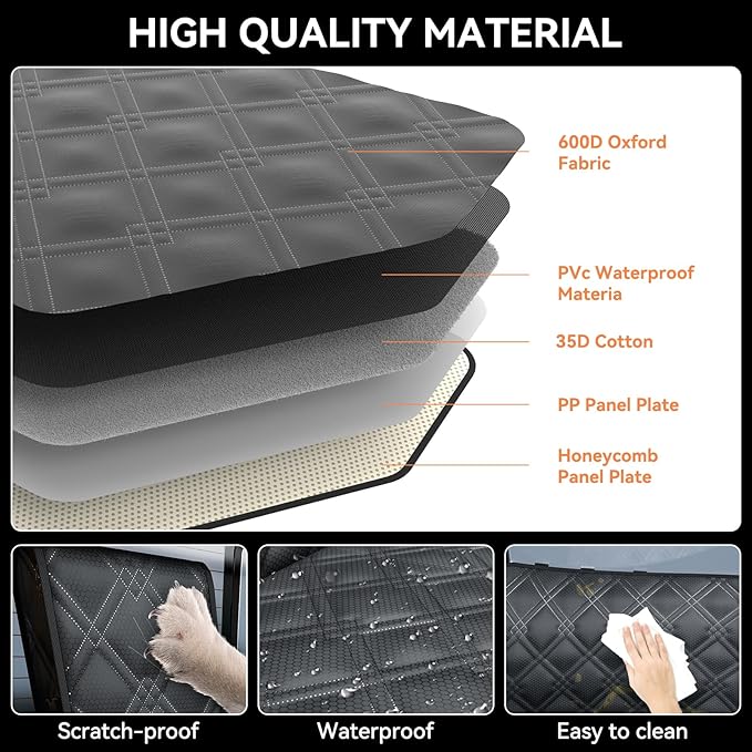 Back Seat Extender for Dogs – Waterproof Dog Seat Cover for Back Seat with Door Protection, Easy to Use and Clean, Hard Bottom, Holds 420 lbs Dog Hammock for Cars, SUVs & Small-Size Trucks