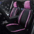 Luxury PU Leather Car Seat Cover Protector Bling Rhinestones Diamond Front Auto Seat Protector Pad for Girls Women or Ladies Auto Sparkling Crystal Universal Interior Accessories Pink 2Seats