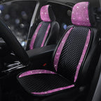 Luxury PU Leather Car Seat Cover Protector Bling Rhinestones Diamond Front Auto Seat Protector Pad for Girls Women or Ladies Auto Sparkling Crystal Universal Interior Accessories Pink 2Seats
