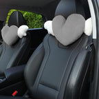2 Pack Heart Shaped Cute Car Headrest Pillow with Angel Wings - Comfortable Soft Head Rest Cushion Kawaii Car Accessories Neck Pillow for Driving Travelling Office Home Decor - Grey Love Heart