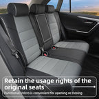Lolcar Rav4 Seat Covers Custom Fit for Toyota Rav4 (for Hybrid) 2019-2025 LE,XLE,XLE Premium,Limited,Woodland Edition, Leather Truck Seat Cover Full Set for SUV,Faux Leather(Black/Gray)