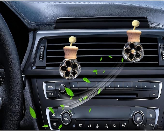 Daisy Bottle Car Air Freshener Clips, 2 Pcs Cute Daisy Car Air Vent Clip, Coquette Auto Air Conditioning Outlet Diffuser Perfume Clips, Interior Decoration (Black, one size)