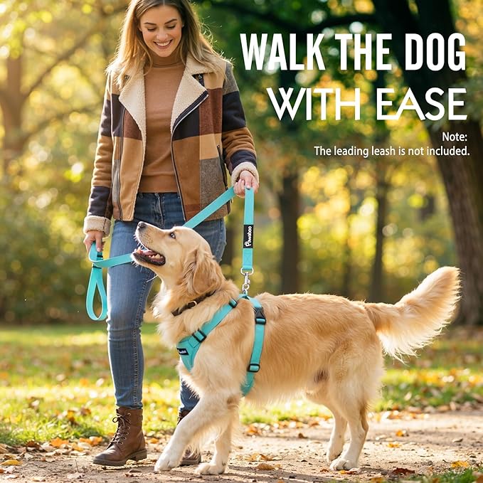 Pawaboo Breathable Dog Seat Belt Harness for Car, Adjustable Dog Safety Vest Harness with Vehicle Connector Strap, XL, Full Blue