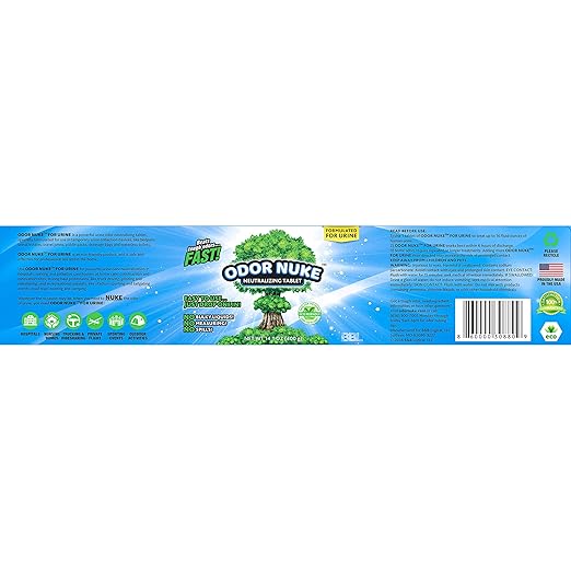 Human Urine Odor Neutralizer Tablets by ODOR NUKE - Kill Urine Smell In Portable Urinals for Men, Bedside Commodes, Bedpans & Camping Toilets - 14.1oz (Original)