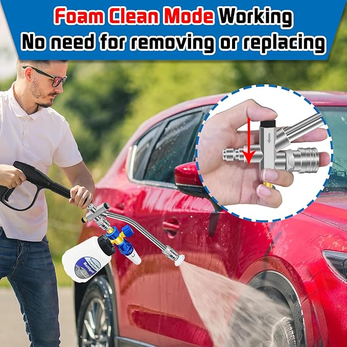 Boltigen Foam Cannon Dual-Connector Tool with 7 Pressure Washer Nozzle Tips, 1/4" Quick Connect Switch Double Tip Attachment, Pressure Washer Extension Wand Accessory Kit, 4000 PSI