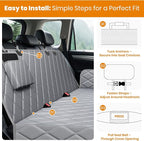 Dog Car Seat Cover for Back Seat 100% Waterproof, Long-Lasting and Soft Nonslip Backseat Cover for Cars, SUVs and Trucks, 600D Oxford Fabric, Grey, Standard (54" W x 59" L)