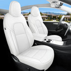 for Tesla Model Y 7 Seaters Seat Cover The First and Second Row Car Seat Cover Custom 2020-2024 (White-2 Rows)