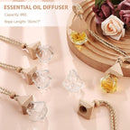 Demissle 50 Pcs Hanging Car Air Freshener Car Diffuser Bottles Empty Glass Perfume Diffuser Bottles Pendant Bulk for Essential Oils Fragrance Aromatherapy Bottle Ornament(Diamond and Triangle)