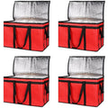 Bodaon 4-Pack Insulated Food Delivery Bag, XXX-Large Meal Grocery Tote Insulation Bag for Hot and cold Food, Commercial, Large Capacity Reusable Warming Bag, Red
