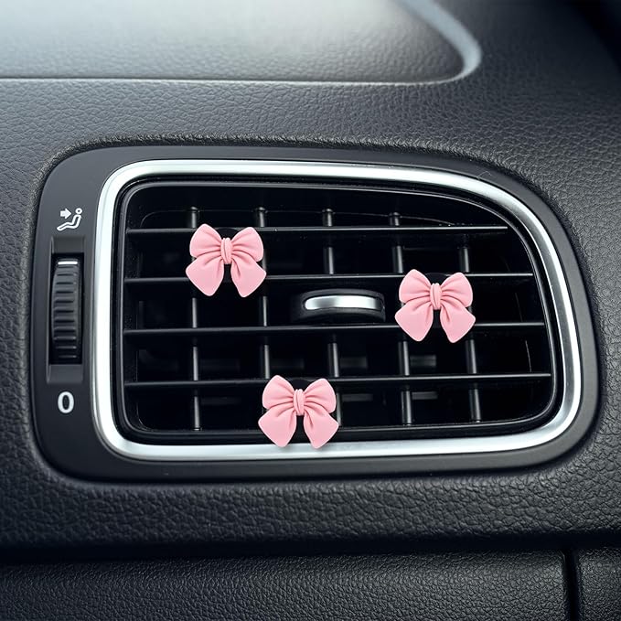 6pcs Pink Bow Car Air Vent Freshener Clips, Cute Bow Car Air Vent Clips Coquette Air Conditioning Outlet Clip Car Fresheners Diffuser Interior Decor Charm Car Accessories for Women Girls Gift