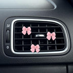 6pcs Pink Bow Car Air Vent Freshener Clips, Cute Bow Car Air Vent Clips Coquette Air Conditioning Outlet Clip Car Fresheners Diffuser Interior Decor Charm Car Accessories for Women Girls Gift