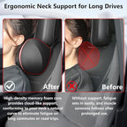 Car Neck Pillow, Memory Foam Car Neck Support with Adjustable Strap, Comfortable Ergonomic Design, Universal Fit Head Rest Travel Pillow Car Headrest for Driving (Black)