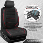 CAR PASS Air Mesh Leather Car Seat Covers Front Seats, Breathable Two Front Seat Covers for Cars, Comfortable Universal Fit for SUV Truck Sedan Automotive, Anti-Slip Airbag Compatible,Black and Red