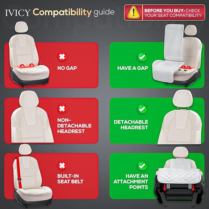 IVICY Faux Suede Front Car Seat Cover – Durable, Non-Slip Seat Protector for Cars – 1 Unit, Light Gray