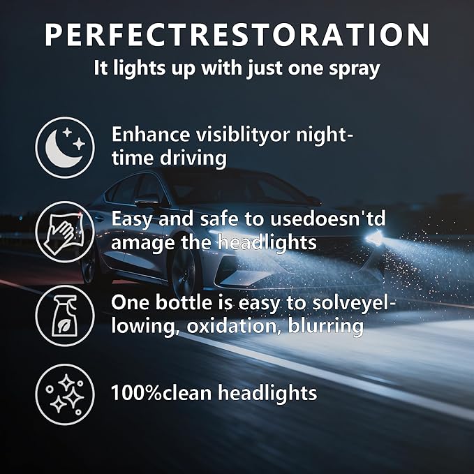 Headlight Restoration Kit - Coating Headlight Cleaner for Cars Trucks Motorcycles & RVs - Restore Yellowing Cloudy & Foggy Lenses Enhance Night Driving Safety for Commuters No Sanding UV Shield