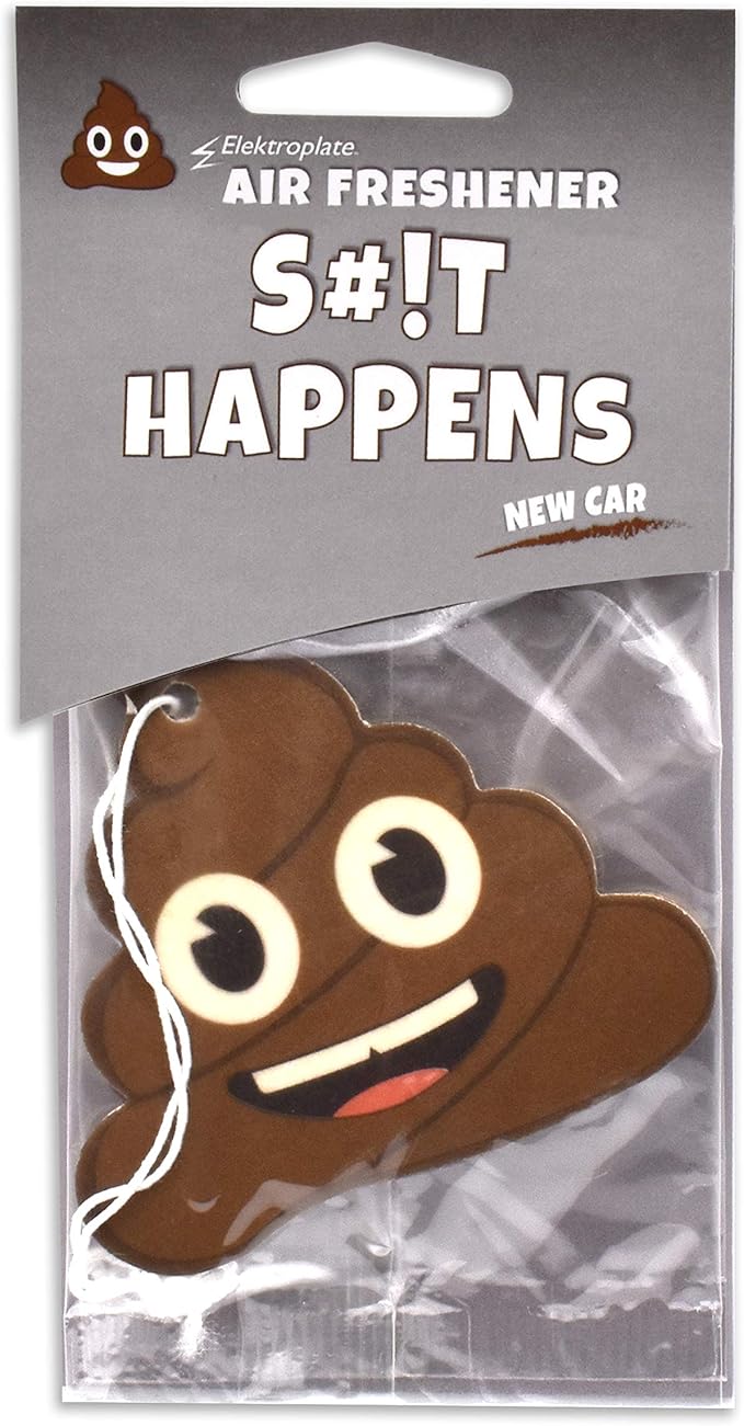 Elektroplate Poop Smiley Face Automotive Air Fresheners for Vehicles | New Car Scent (12-Pack) | Made in the USA