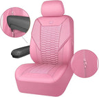 CAR PASS 3D Foam Mesh Leather Car Seat Covers Full Set, Pink Breathable Mesh Faux Leather Seat Covers for Women, Universal Fit for Car SUV Truck Sedan Automotive, Armrest Airbag Compatible, All Pink