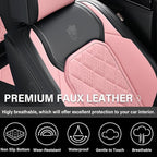 Coverado Leather Seat Covers, Car Seat Cover Front Seats, Waterproof Seat Covers, Luxury Faux Leather Car Seat Protectors, Black and Pink Car Seat Cover Universal Fit for Most Cars