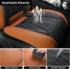 Leather Car Seat Covers,Car Seat Protector Waterproof,Seat Covers Full Set, Car Seat Protectors 5 Seats,Automotive Seat Covers Fit Most Cars Black&Brown