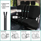 FH-PU002-1010 Classic Exquisite Leather Bench Seat Covers, Split Bench, Solid Black color