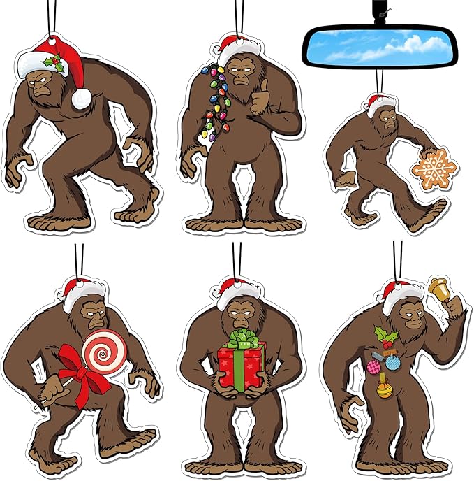 Tallew 6 Pcs Bigfoot Air Freshener Christmas Bigfoot Sasquatch Gifts Air Freshener Pine Scent Funny Hanging Air Freshener for Father's Day Birthday Christmas Truck Gift Car Accessories