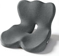Exclusivo Mezcla Memory Foam Seat Cushion, Ergonomic Tailbone Pain Relief Cushions, Non-Slip Seat Pad for Office Chair and Car Seat, Grey