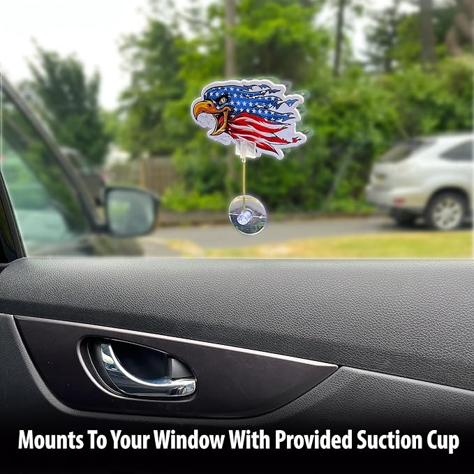 2PCS Car Air Fresheners | The Air Freshener That Swings Back And Forth | Patriotic American Bald Eagle Flag: Scents Include: Forest Fresh, Black Ice (American Eagle Flag)